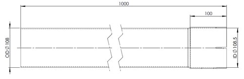 Extension Pipe, OD/ID=108/108.5 / L=1000, SPD