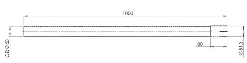 Extension Pipe, OD/ID=50/51.3 / L=1000, ALU