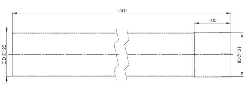 Extension Pipe, OD/ID=120/121 / L=1500, ALU