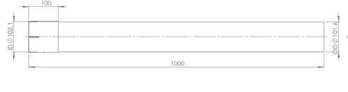 Extension Pipe, OD/ID=101.6/102.1 / L=1000, ALU