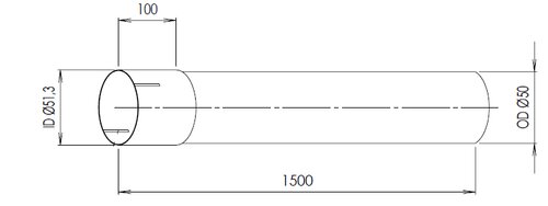 TUBE UNIVERSEL- dia 50   (2")    150 CM ALU