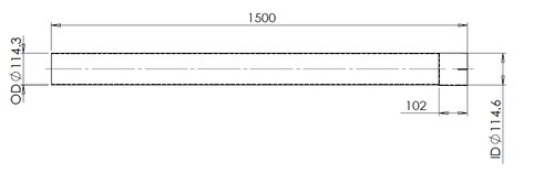 Extension Pipe, OD/ID=114.3/114.8 / L=1500, ALU