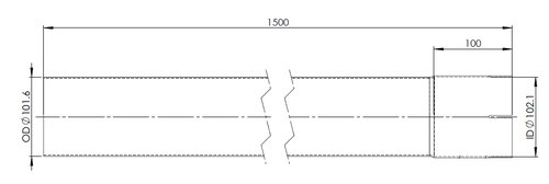 Extension Pipe, OD/ID=101.6/102.1 / L=1500, ALU