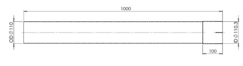 Extension Pipe, OD/ID=110/111 / L=1000, ALU