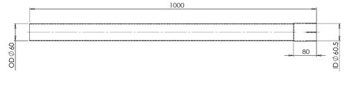 TUBE UNIVERSEL- dia 60-0 (2"3/8) 100 CM ALU