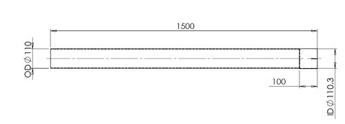 Extension Pipe, OD/ID=110/111 / L=1500, ALU