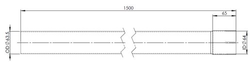 Extension Pipe, OD/ID=63.5/64 / L=1500, ALU