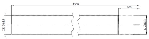 TUBE UNIVERSEL- dia 88-9 (3"1/2) 150 CM ALU