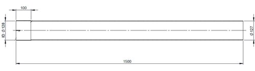 Extension Pipe, OD/ID=127/128 / L=1500, INOX