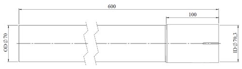 Extension Pipe, OD/ID= 69.8/70.3 / L=600, ALU