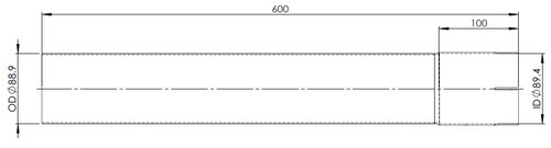 Extension Pipe, OD/ID= 88.9/89.4 / L=600, ALU