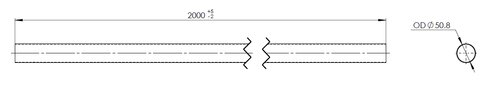 Exhaust Pipe, OD=51 / L=2000, INOX