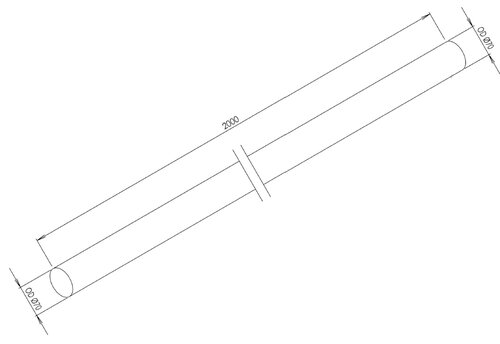 Exhaust Pipe, OD=70 / L=2000, ALU