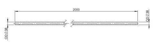 Exhaust Pipe, OD=38 / L=2000, ALU