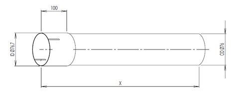 Extension Pipe, OD/ID=76.2/76.7 / L=1500, INOX