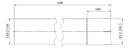 Extension Pipe, OD/ID= 108/108.5 / L=600, SPD