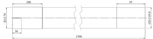 TUBE UNIVERSEL- dia 69-8 (2"3/4) 150 CM ALU