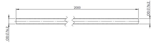 Exhaust Pipe, OD=76.2 / L=2000, INOX