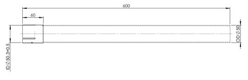 Extension Pipe, OD/ID= 50/51.3 / L=600, ALU