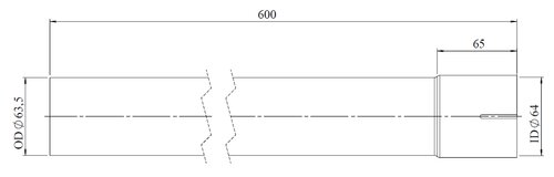 Extension Pipe, OD/ID= 64/63.5 / L=600, ALU