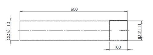 Extension Pipe, OD/ID= 110/111 / L=600, ALU