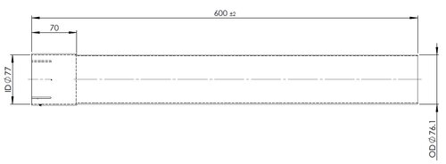 Extension Pipe, OD/ID= 76.2/76.7 / L=600, ALU