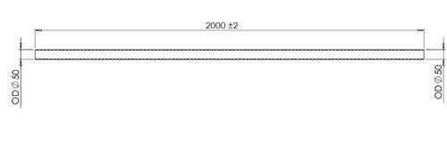 Exhaust Pipe, OD=50 / L=2000, ALU