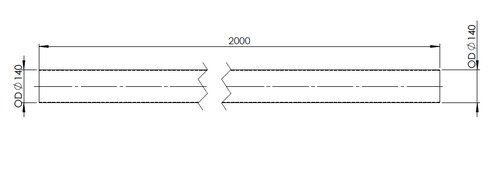 Exhaust Pipe, OD=140 / L=2000, ALU