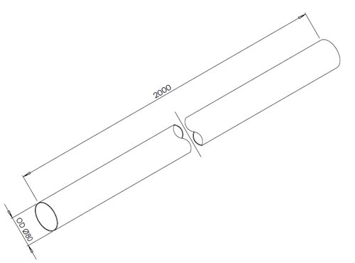 Exhaust Pipe, OD=80 / L=2000, ALU