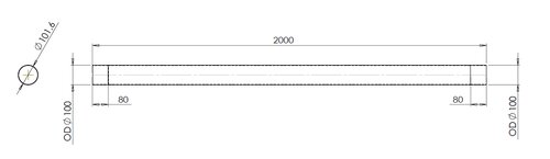 Exhaust Pipe, OD=100 / L=2000, ALU