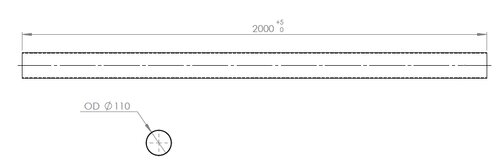 Exhaust Pipe, OD=110 / L=2000, ALU