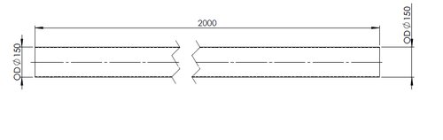 Exhaust Pipe, OD=150 / L=2000, ALU