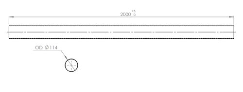 Exhaust Pipe, OD=114.3 / L=2000, ALU