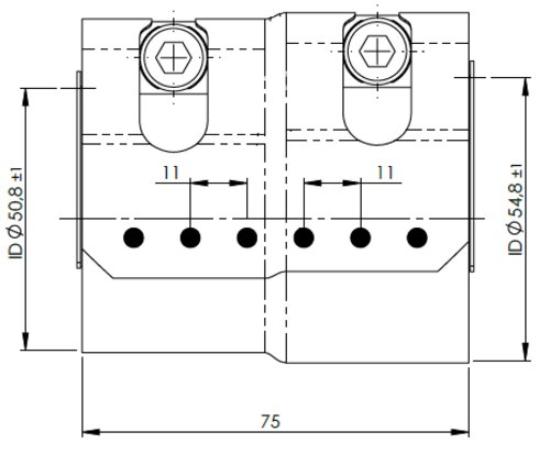 FlexFit Clamp, Ø=50-55 / L=75 mm, INOX