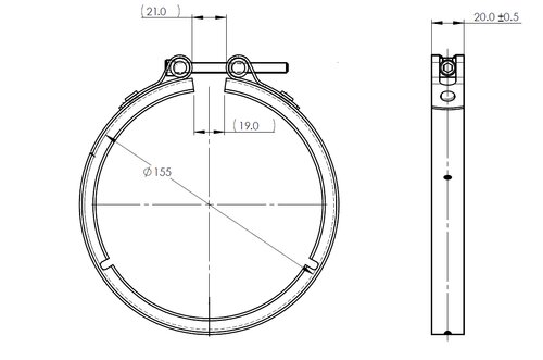 Heavy Duty V-Clamp, Ø=127 / L=20, INOX