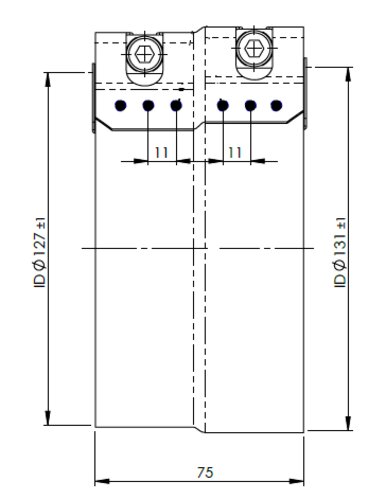 FlexFit Clamp, Ø=127-131 / L=75 mm, ALU