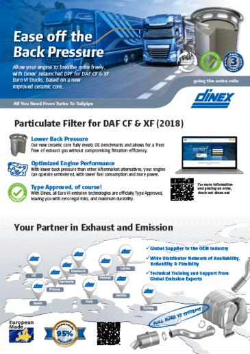 Updated design for DAF CF & XF DPF