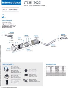 LT625 (2022) Horizontal for International, Engine: Cummins ISX, EPA 21