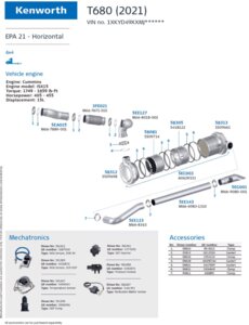 T680 (2021) Horizontal for Kenworth, Engine: Cummins ISX15, EPA 21