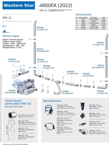 4900FA (2022) for Western Star, Engine: Detroit Diesel DD16, EPA 21