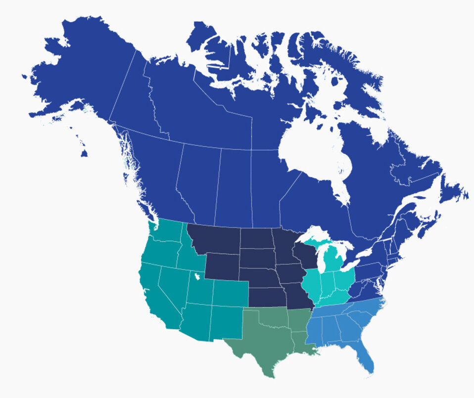 Dinex territory sales map of United States