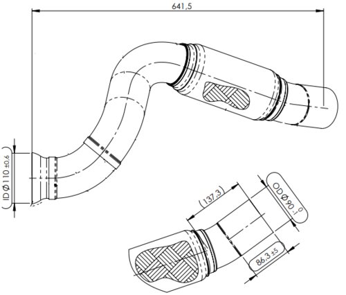 Pipe w. Bellow for Mercedes