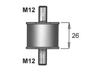 Rubber Mounting for DAF, Ø=46 /L=72, M12, ZINC