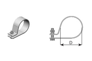 Pipe Clamp, Ø=110 / L=40 mm, M12, ZINC