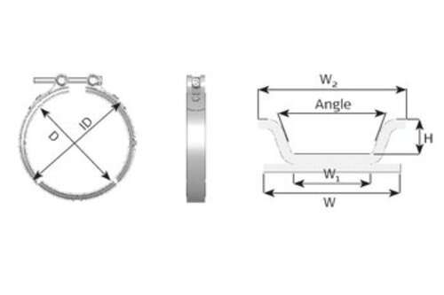 Heavy Duty V-Clamp for DAF, Ø=101.6 / L=20, INOX