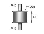 SILENTBLOC pour Setra, dia.=60 /L=91, M12, ZINC