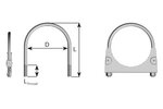 U-Bolt Clamp for LDV, Ø=48 / L=75 mm, M8, ZINC