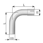 90ø Exhaust Bend, OD/ID=75/75.5, L=290, ALU