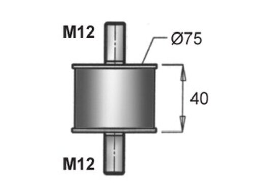 SILENTBLOC pour Setra, dia.=60 /L=91, M12, ZINC