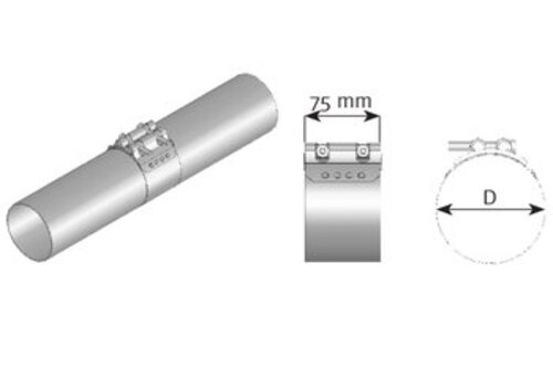 ButtFit Flat COLLIER, dia.=76.2 / L=75 mm, INOX